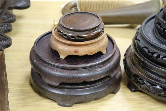 A group of assorted Chinese hardwood vase stands